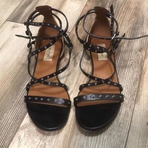 Valentino rockstud black sandals with grommets